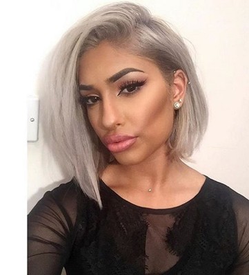 12 Inch Gray Wigs For African American Women The Same As The Hairstyle In The Picture ko
