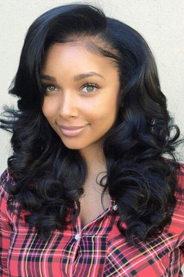 18 Inch Wavy Long Wigs For African American Women The Same As The Hairstyle In The Picture qd