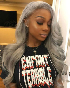 24 Inch Wavy Gray Wigs For African American Women The Same As The Hairstyle In The Picture jw