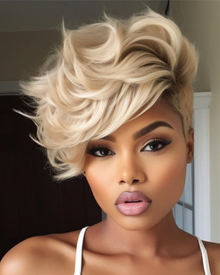 8 Inch Layered Pixie Wigs For African American Women The Same As The Hairstyle In The Picture se