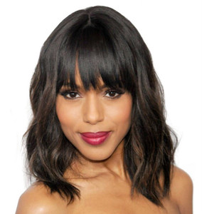 14 Inch Wavy Bob With Bangs Wigs For African American Women The Same As The Hairstyle In Picture ma