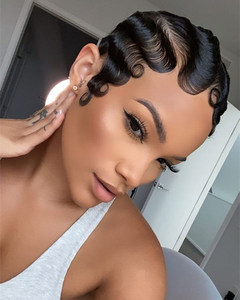 6 Inch Finger Wave Wigs For African American Women The Same As The Hairstyle In The Picture ql