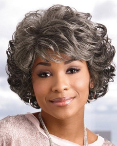 10 Inch Short Gray Wigs For African American Women The Same As The Hairstyle In The Picture sl