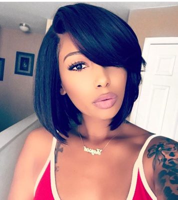 12 Inch Bob With Bangs Wigs For African American Women The Same As The Hairstyle In Picture pc
