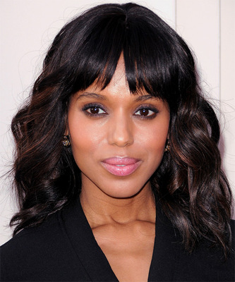 14 Inch Wavy With Bangs Wigs For African American Women The Same As The Hairstyle In The Picture dg