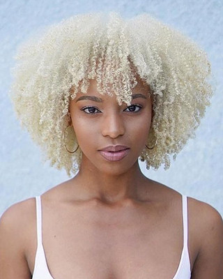 12 Inch Blonde Curly Wigs For African American Women The Same As The Hairstyle In The Picture bi