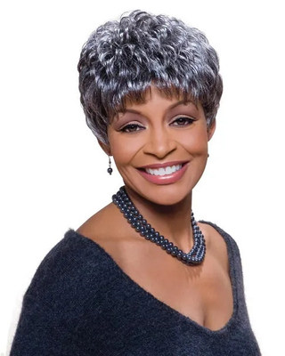 6 Inch Short Gray Wigs For African American Women The Same As The Hairstyle In The Picture rh