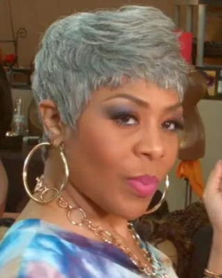 6 Inch Short Gray Wigs For African American Women The Same As The Hairstyle In The Picture rp