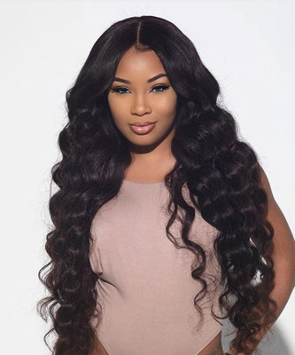 24 Inch Wavy Long Wigs For African American Women The Same As The Hairstyle In The Picture gx