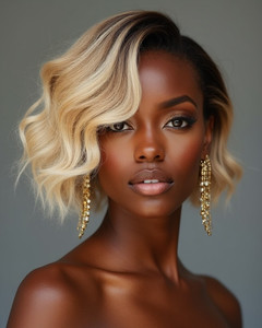 10 Inch Wavy Bob Wigs For African American Women The Same As The Hairstyle In The Picture wk