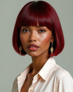 10 Inch Bob With Bangs Wigs For African American Women The Same As The Hairstyle In The Picture ap