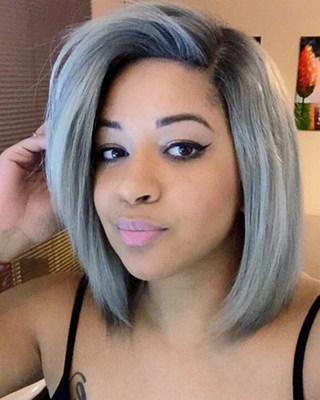 12 Inch Gray Bob Wigs For African American Women The Same As The Hairstyle In The Picture te