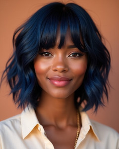 10 Inch Bob With Bangs Wigs For African American Women The Same As The Hairstyle In The Picture bw