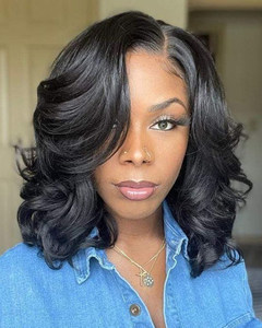 14 Inch Wavy Bob Wigs For African American Women The Same As The Hairstyle In The Picture rc