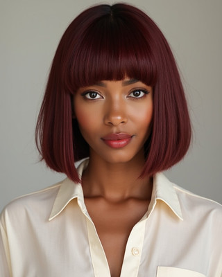 10 Inch Bob With Bangs Wigs For African American Women The Same As The Hairstyle In The Picture sd