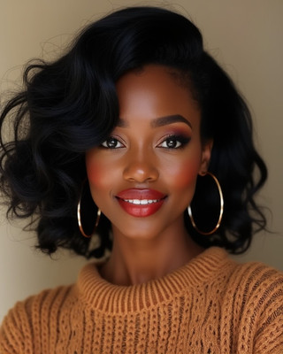 12 Inch Wavy Bob Wigs For African American Women The Same As The Hairstyle In The Picture wr
